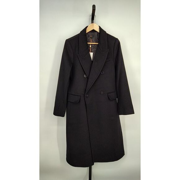 Quince Jackets & Blazers - Quince Women Italian Wool Double-Breasted Coat Black Outerwear M